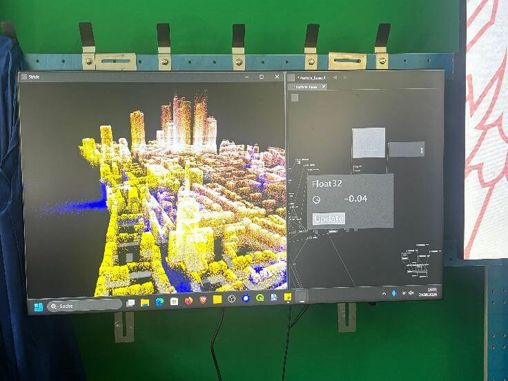 Partikel-Visualisierung des Digitalen Zwillings im display Frankfurt