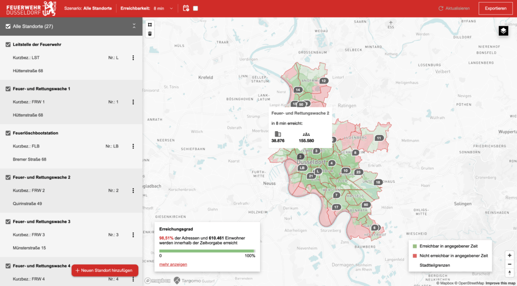 Geodatenbasierte Standortplanung bei der Feuerwehr Düsseldorf