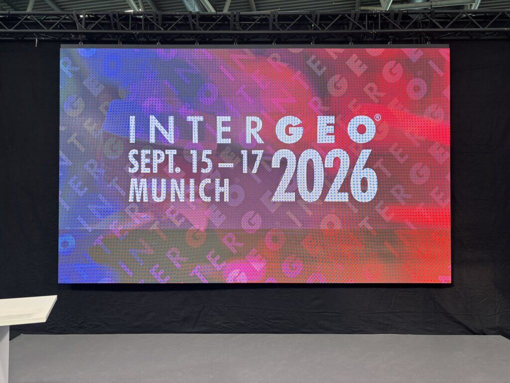 INTERGEO 2026 Schriftzug auf der Main Stage in München
