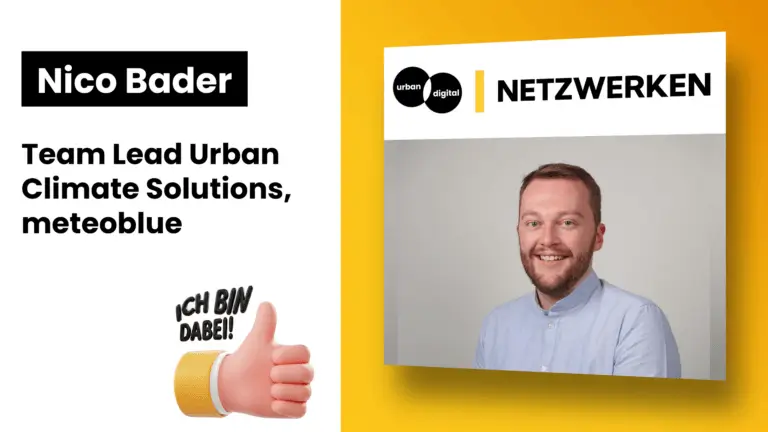 Stadtklima in Echtzeit: Nico Bader über Messnetze und ihren Beitrag für digitale Zwillinge Nico Bader, Team Lead Urban Climate Solutions bei meteoblue, Interview zu Stadtklima-Messnetzen und digitalen Zwillingen