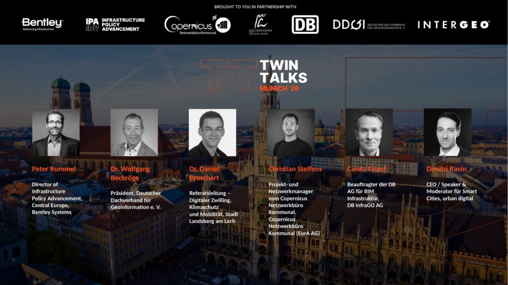 TWINTALKS Munich 2026: Moderator Peter Rummel und die Panelisten Dr. Wolfgang Beckröge, Dr. Daniel Broschart, Christian Steffens, Candy Friauf und Dimitri Ravin